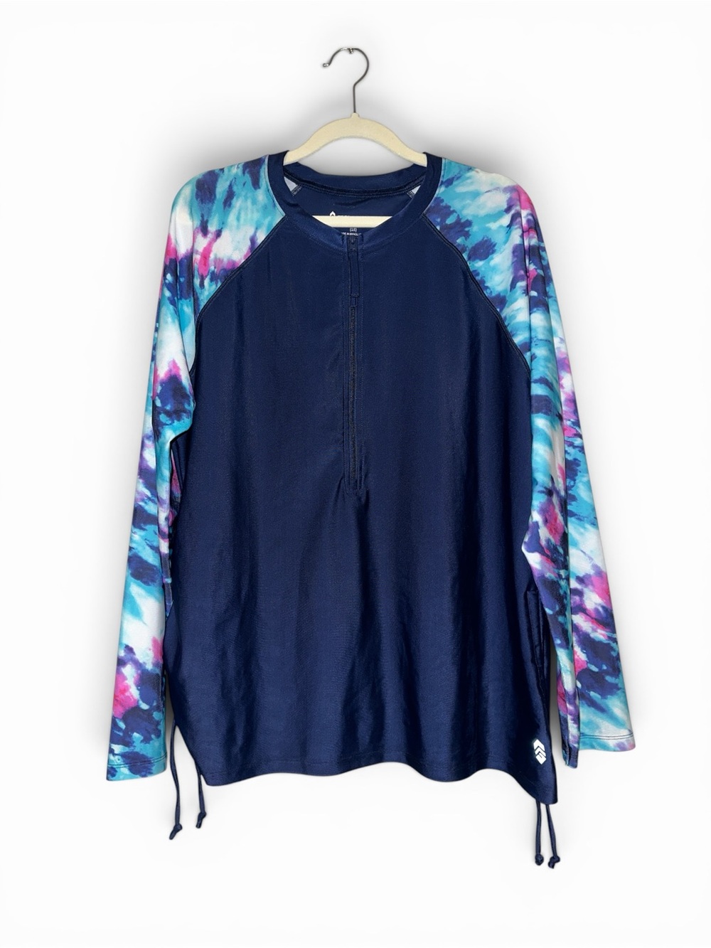 Free Country Navy 1/4 Zip-Up Pullover Rash Guard Swim Top Plus Size XXL/18